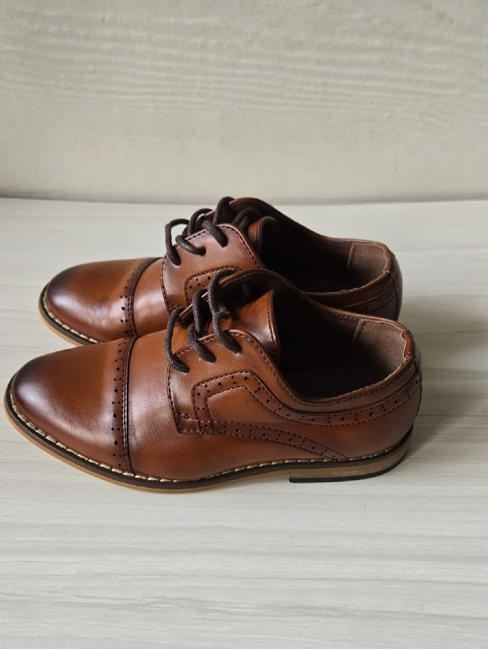 Stacy Adams Two-tone Brown Leather Derby Shoes For Boys Size 10M